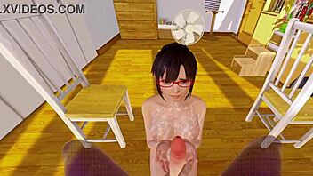 She sucks me in virtual reality, detailed hentai style