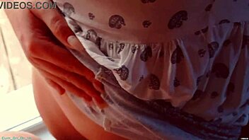 hot milf pulls pantyhose up full of cum