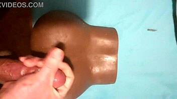Enjoying a solo pleasure with a black toy and a nice ejaculation