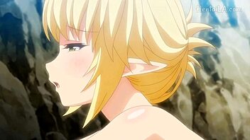 Linda, the blonde girl, enjoys the beach in hentai.