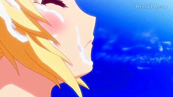 Linda, the blonde girl, enjoys the beach in hentai.