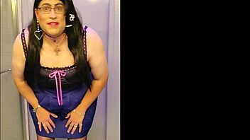 Young genderfluid black beauty in hot crossdressing scene