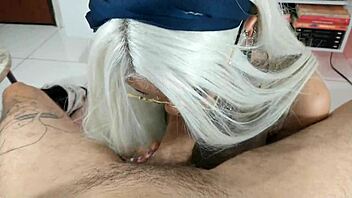 white wolf ofc - sweet blue-eyed girl gives perfect deepthroat?