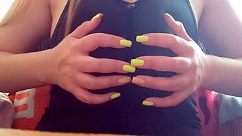 Hey, couldn't resist, huh? Excited student teases her big natural tits on camera!