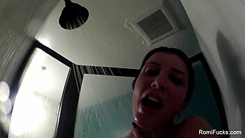 Romi Rain Showers Nude, Bathing with Big Tits and Ass, Masturbating Pussy in Solo Scene