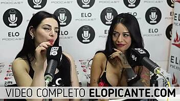 Bisexual lesbians kissing and playing with sweet candy