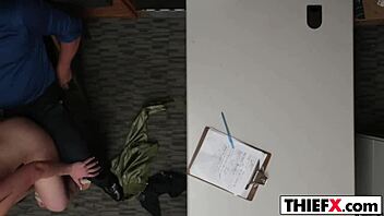 Boldly Unpacking Her Cunt with Monster Cock at the Shop