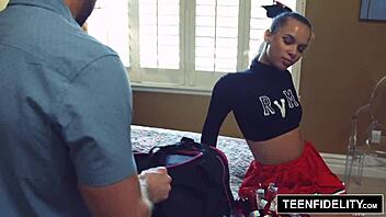 check out teenfidelity's cute cheerleader liza rowe shaking her pom poms for creampie