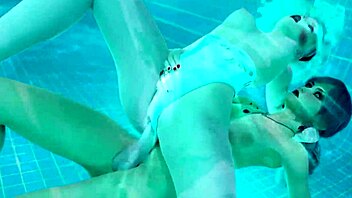 Hot Futanari Sex by Pool - Shemale Fucks and Cums on Sexy Girl