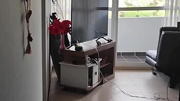 i surprise husband with handjob and shaved pussy licking