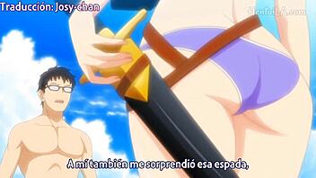 Linda, the blonde girl, enjoys the beach in hentai.