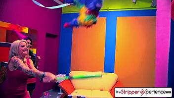 Jessica Jaymes as a stripper, big boobs and booty in POV cum swapping