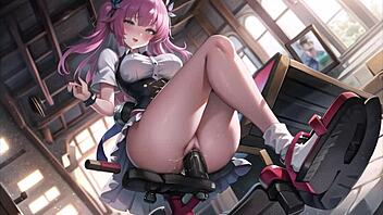 in a town without men, horny pussy masturbation leads to cumshot!