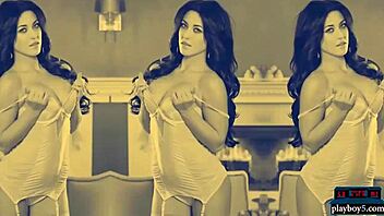 Two Gorgeous Brunette Models Stripteasing and Posing