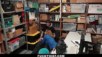 Shocking! Milf LP Officer Punishes Male Suspect in Backroom!