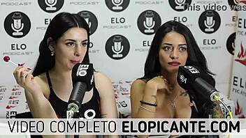 Bisexual lesbians kissing and playing with sweet candy