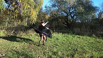 Intriguing Dance Moves In Bikini Outdoors