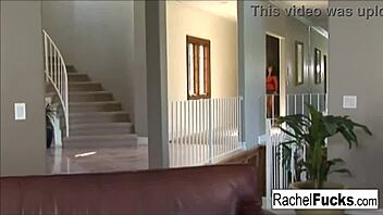 Sexy Rachel feels intense pleasure as she gets fucked hard, her big tits bouncing wildly.