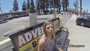 Amazing teen blows monster cock outdoors