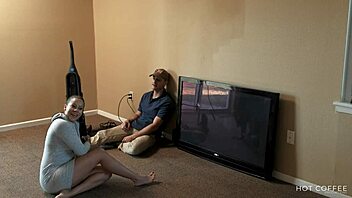 The curvy latina wife seduces the cable guy while her husband is away.