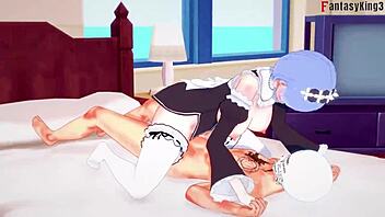 rem fucks maid with big boobs in re zero