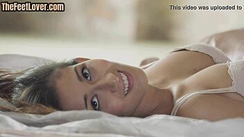 beautiful babe gets footjob after pussy licking