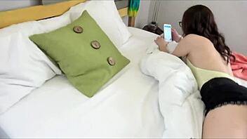 step sister helps for money - piper june, caught in early morning handjob and sex.