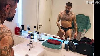 Dirty guy gets horny in the bathroom