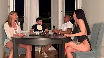 Hentai game night turns into wild group sex session