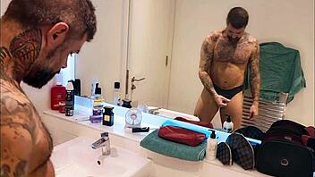 Dirty guy gets horny in the bathroom