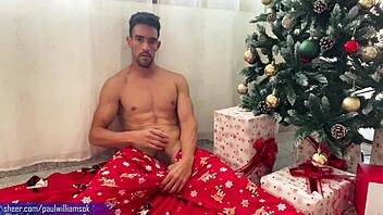 christmas vibes with santa nearby, enjoying a private solo handjob moment all to myself