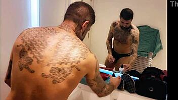 Dirty guy gets horny in the bathroom