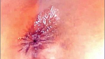 Horny slut winks and fingers her huge asshole up close