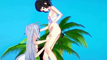 Miku Kohinata And Laura Bodewig Lesbian Hentai Play