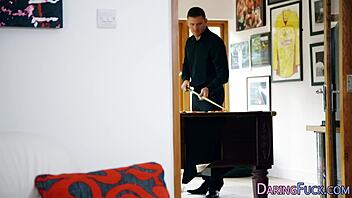 Beautiful European woman gets facial in solo performance