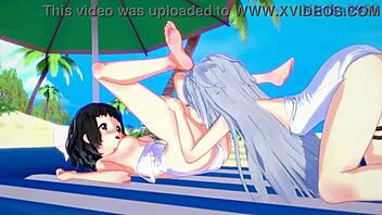 Miku Kohinata And Laura Bodewig Lesbian Hentai Play