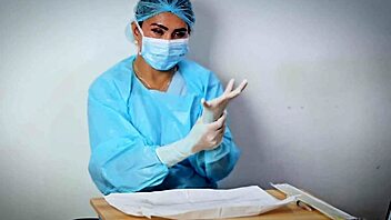 medical glove fetish asmr session with dominafire in hospital