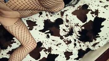 Milf wife in fishnet body gets anal stretched