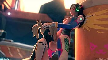 i'm horny mercy deepthroating dva's cock in this game