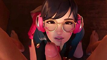 School-Girl D Va Sucks Cock Then Gets Facial Cumshot