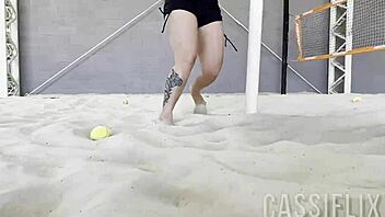 My beach tennis teacher gets excited seeing my big ass.