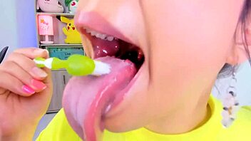 Purple Jordan's toothbrushing scene with a lot of slobber and spitting