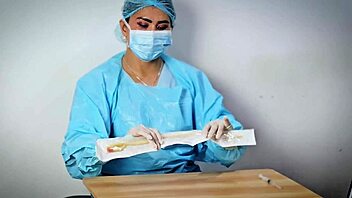 medical glove fetish asmr session with dominafire in hospital