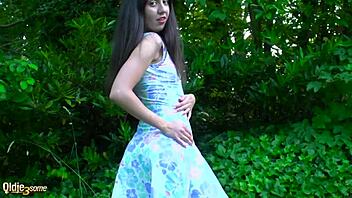 Hot Brunette Rides Two Old Guys