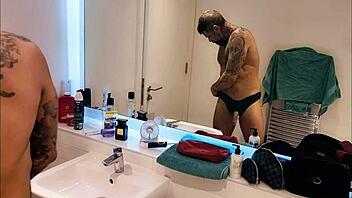 Dirty guy gets horny in the bathroom