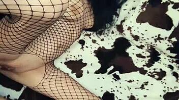 Milf wife in fishnet body gets anal stretched