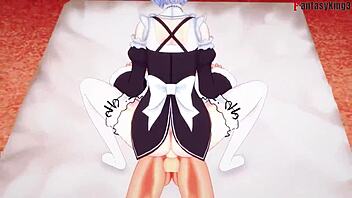 rem fucks maid with big boobs in re zero