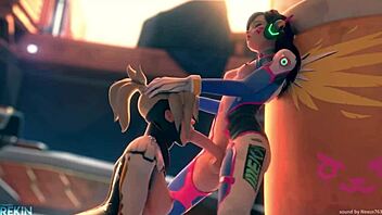 i'm horny mercy deepthroating dva's cock in this game