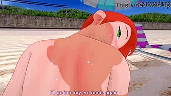 Gwen's beach bikini adventure in Grown Cartoon Series