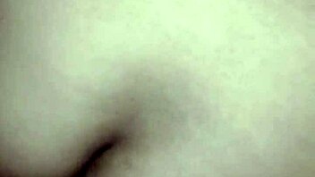 cousin in my bed, fucked hard, mouth covered, semen on tits!